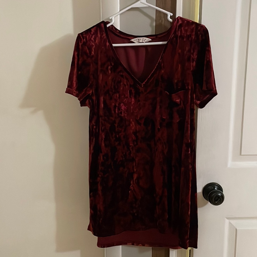 Crushed velvet long tunic